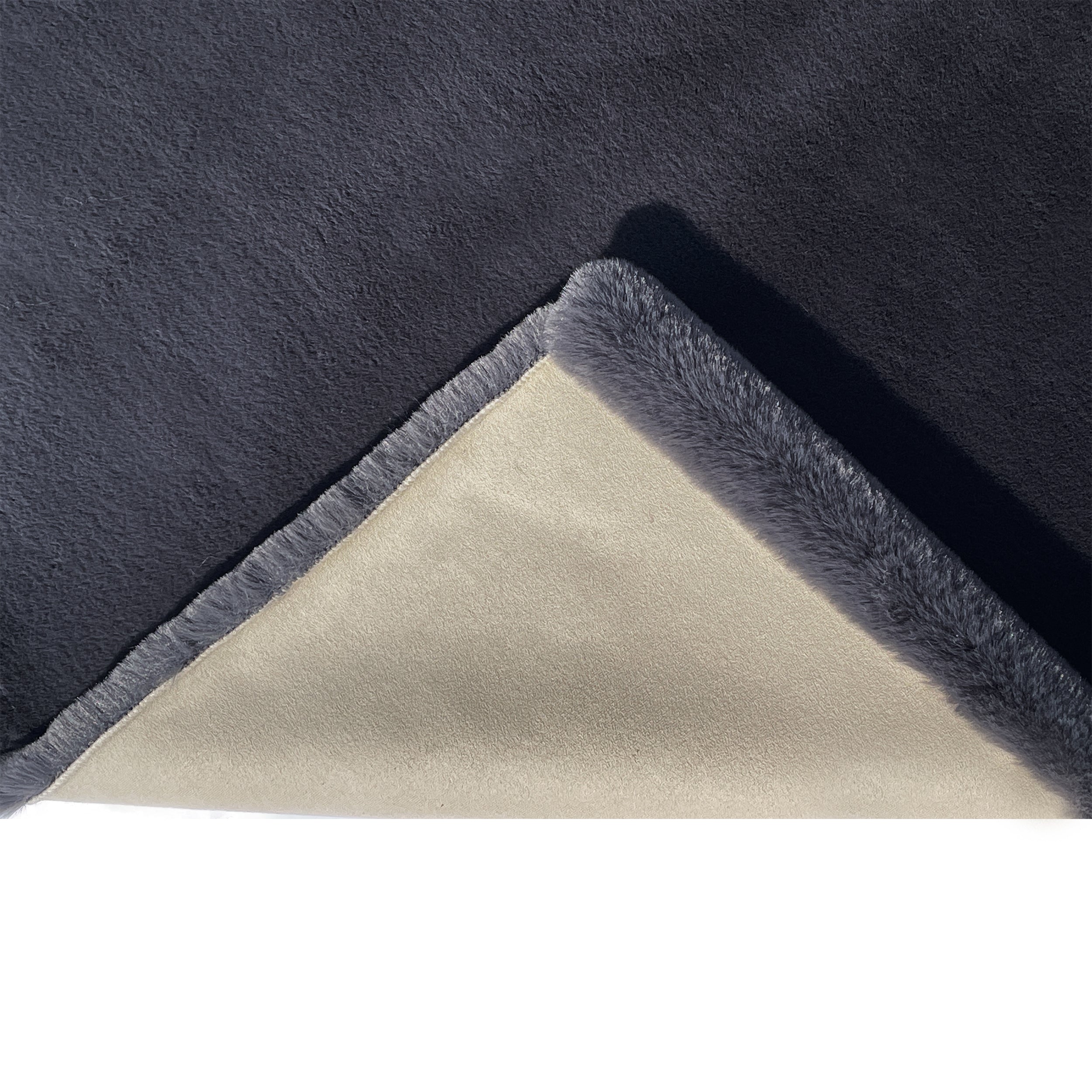 Luxury Chinchilla Charcoal Gray Faux Fur Plush Area Rug