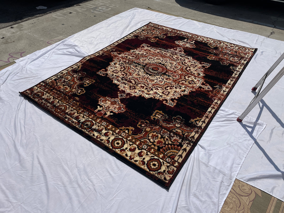 Trophy Traditional Black Medallion Area Rug LA Rug Linens