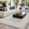 Crystal White Solid Shag Area Rug