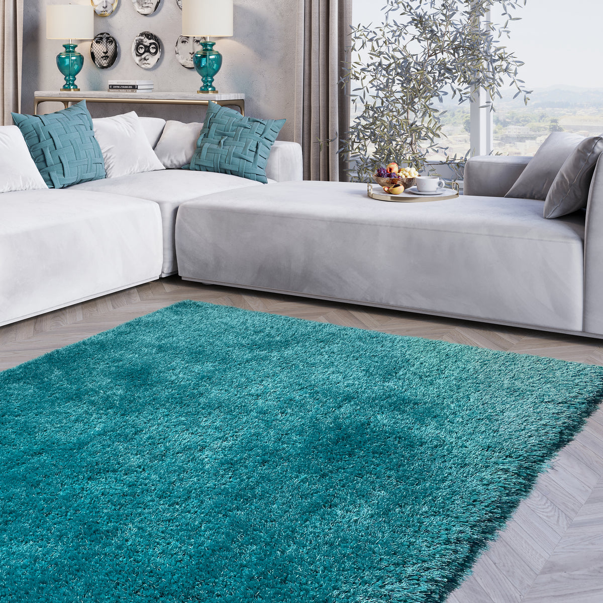 Tappeto Shag NuLOOM Runner 6x2 Piedi – Colore Turchese, Morbido In Poliestere Per Corridoio