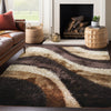 Striped Brown And Beige Shag Area Rug