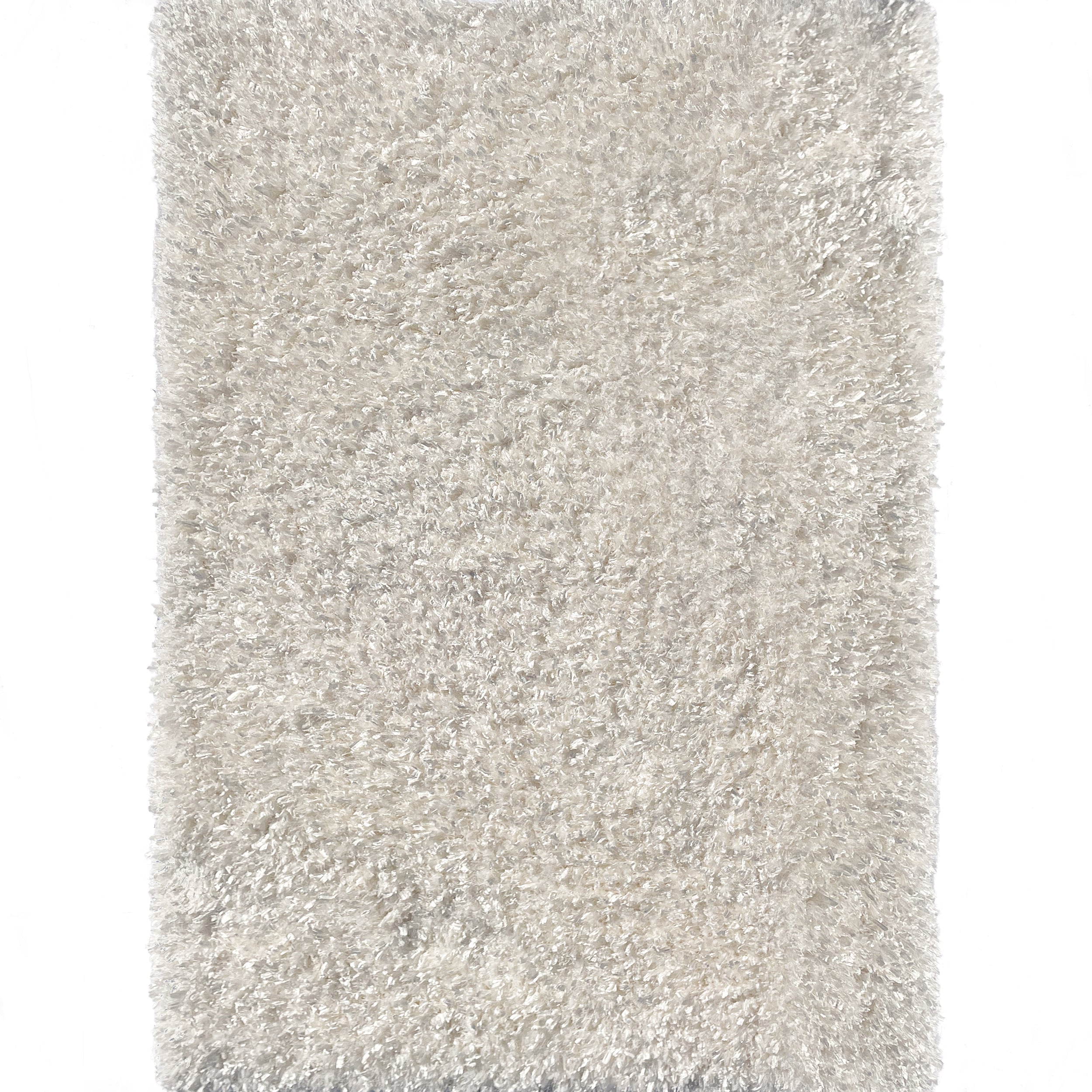 Crystal White Solid Shag Area Rug