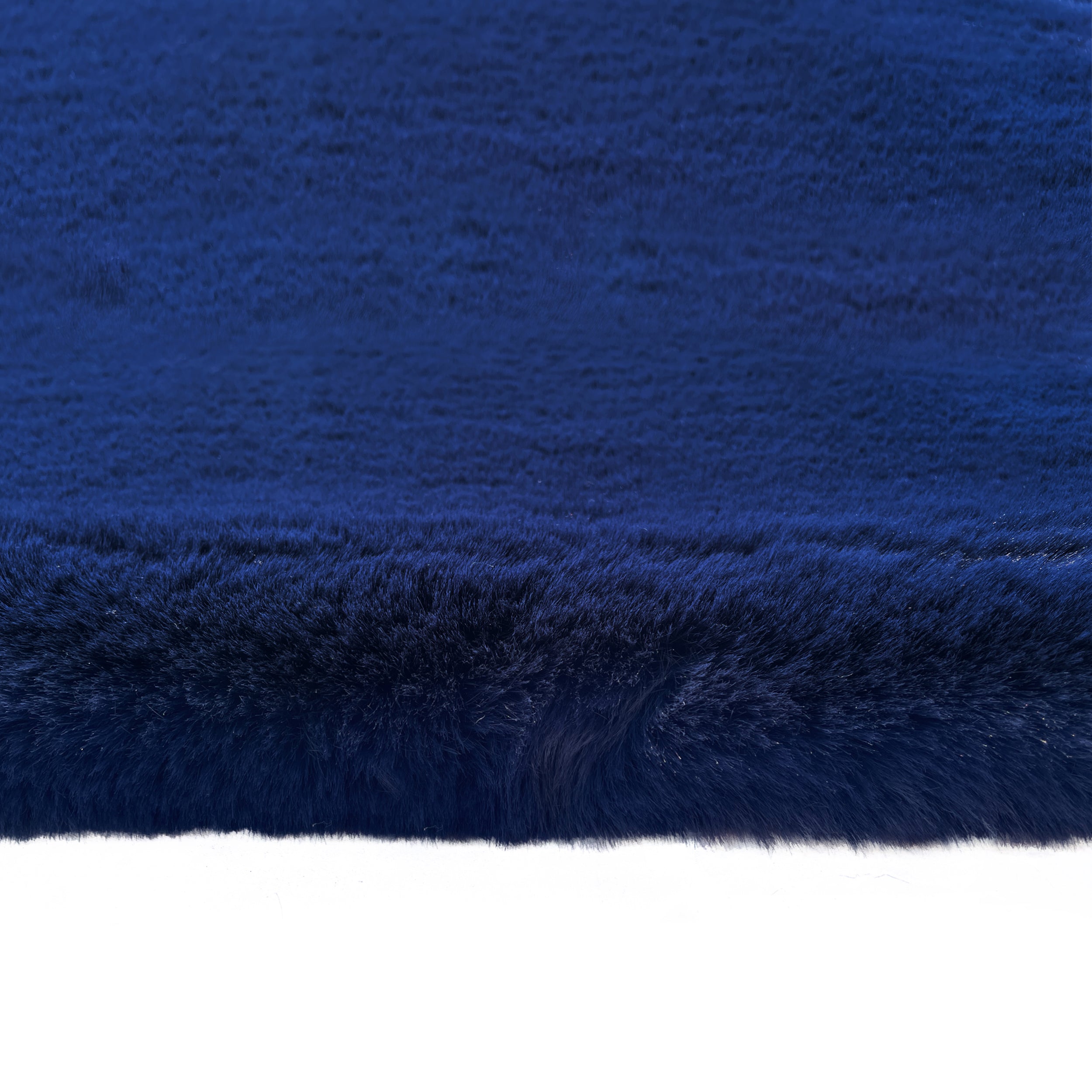 Luxury Chinchilla Navy Blue Faux Fur Plush Area Rug