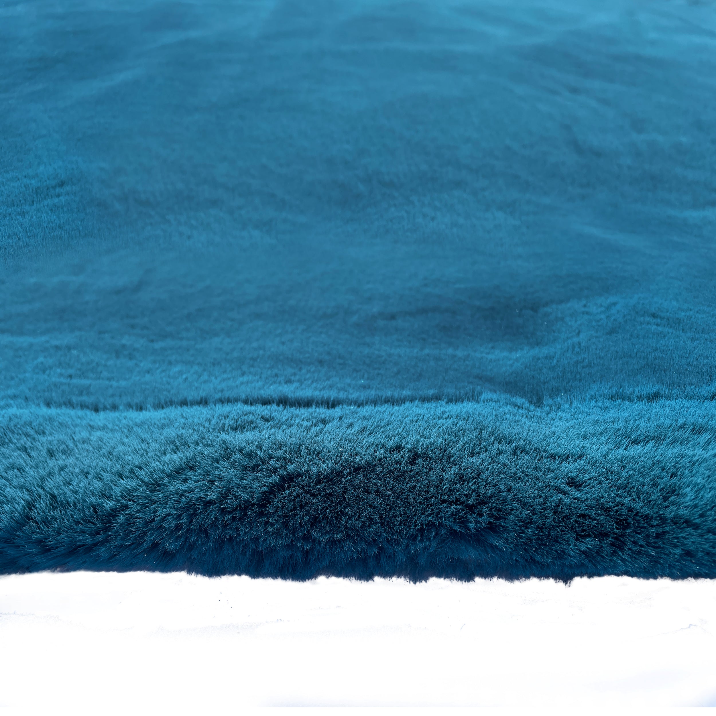 Luxury Chinchilla Teal Blue Faux Fur Plush Area Rug