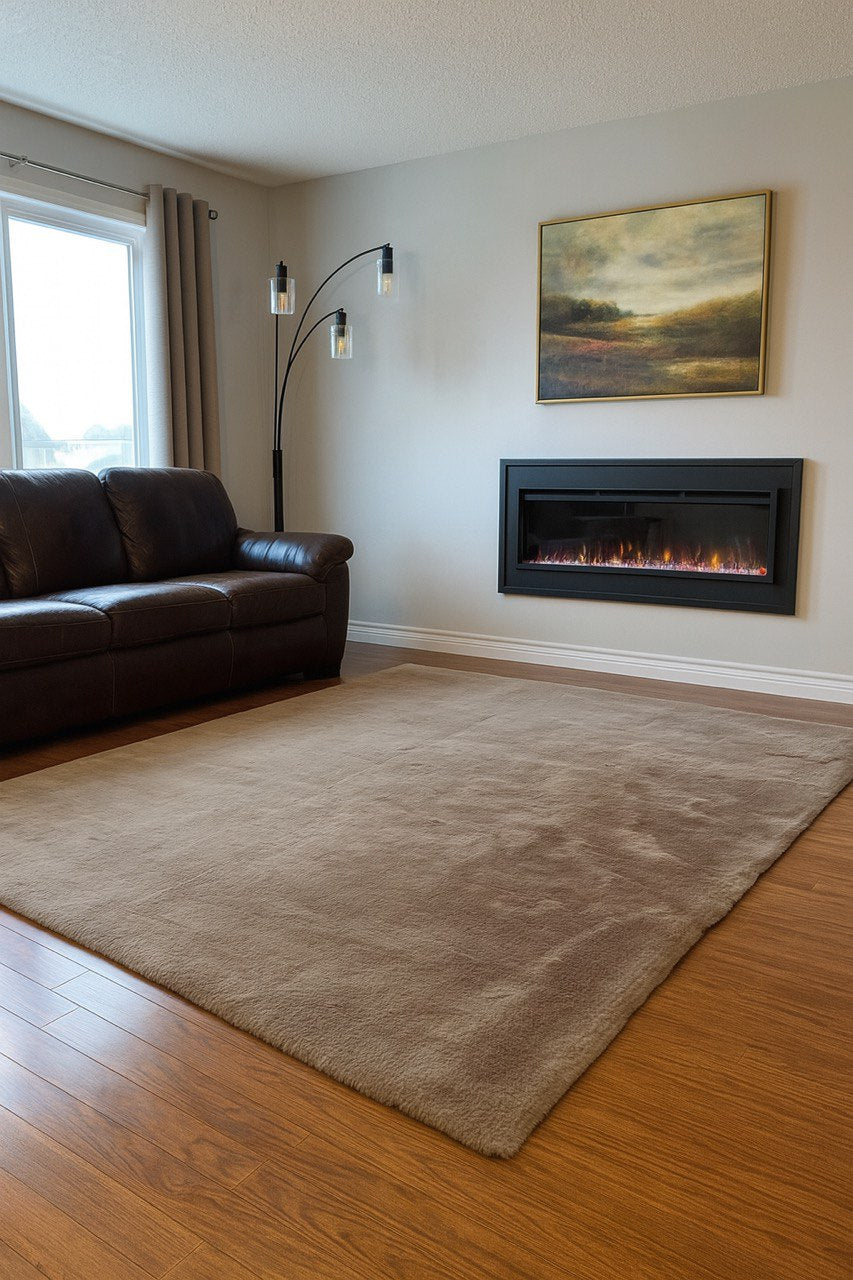 Luxe Rug Collection 7x10 ft Sandy Beige Chinchilla Plush Area Rug