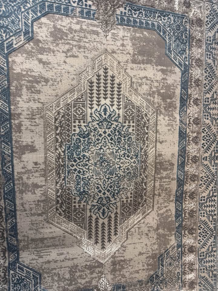 8x10 Light Blue Gray Distressed Persian Area Rug Embroidered Vintage F ...