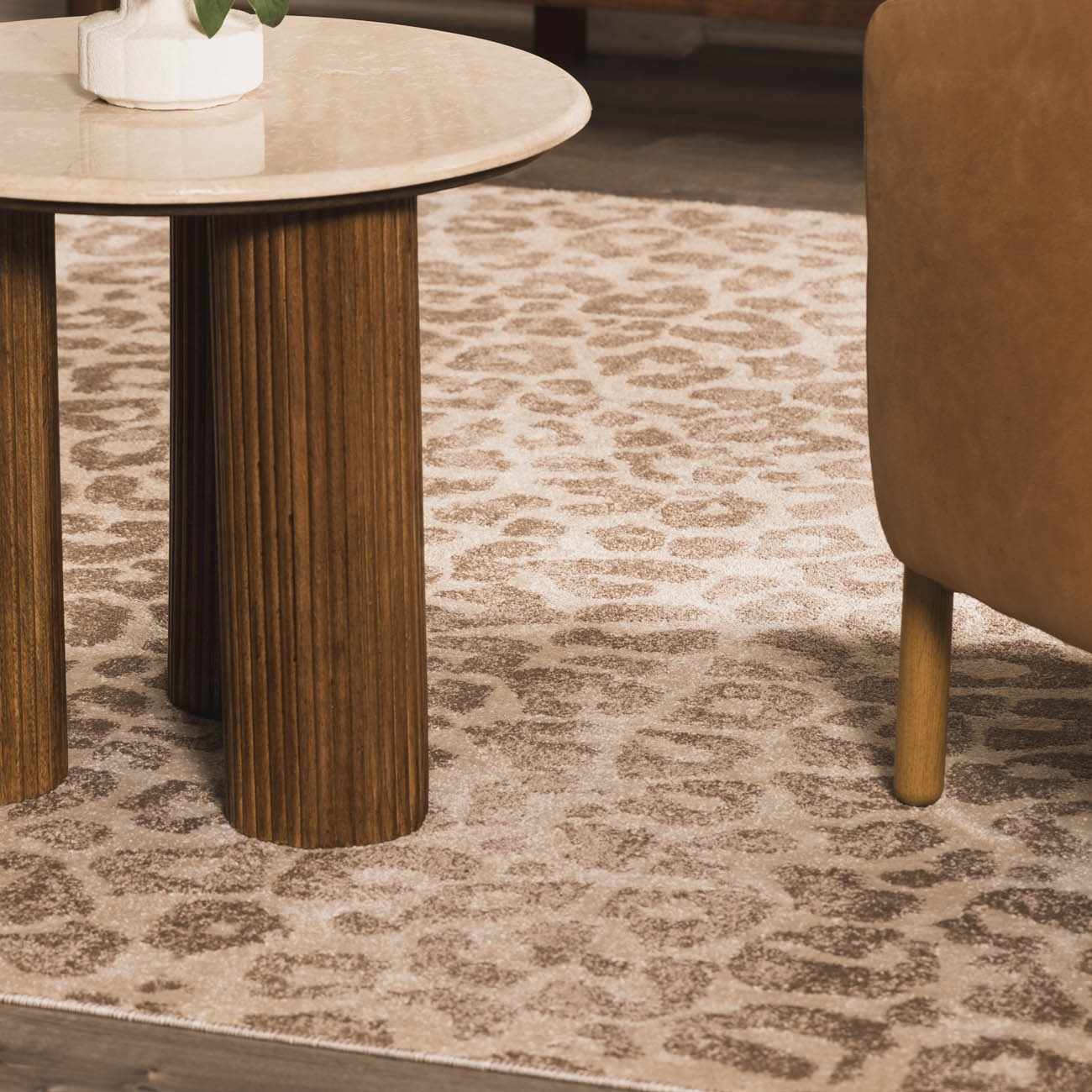 Tan Bonhill Leopard Print Area Rug
