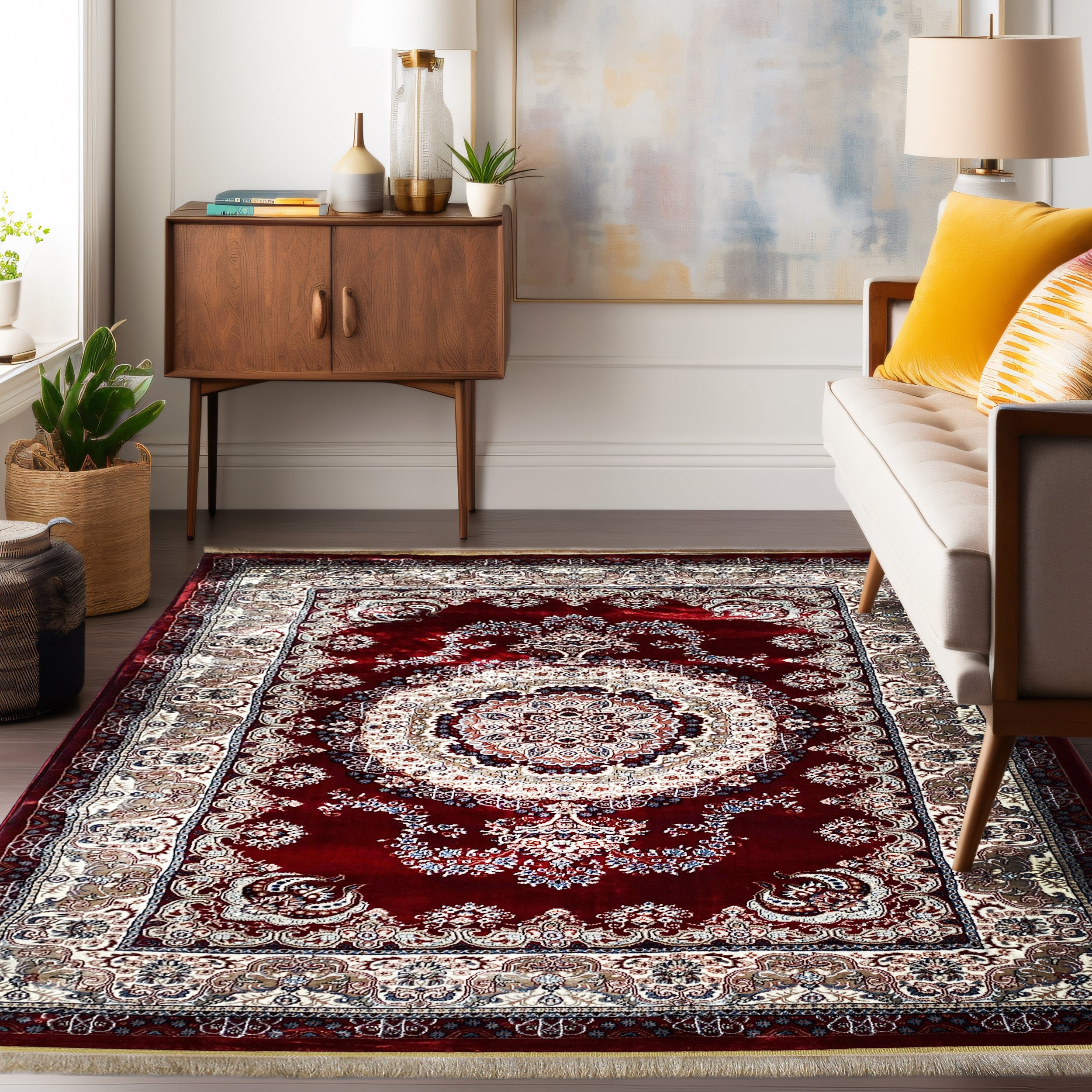 Traditional Burgundy Oriental Area Rug