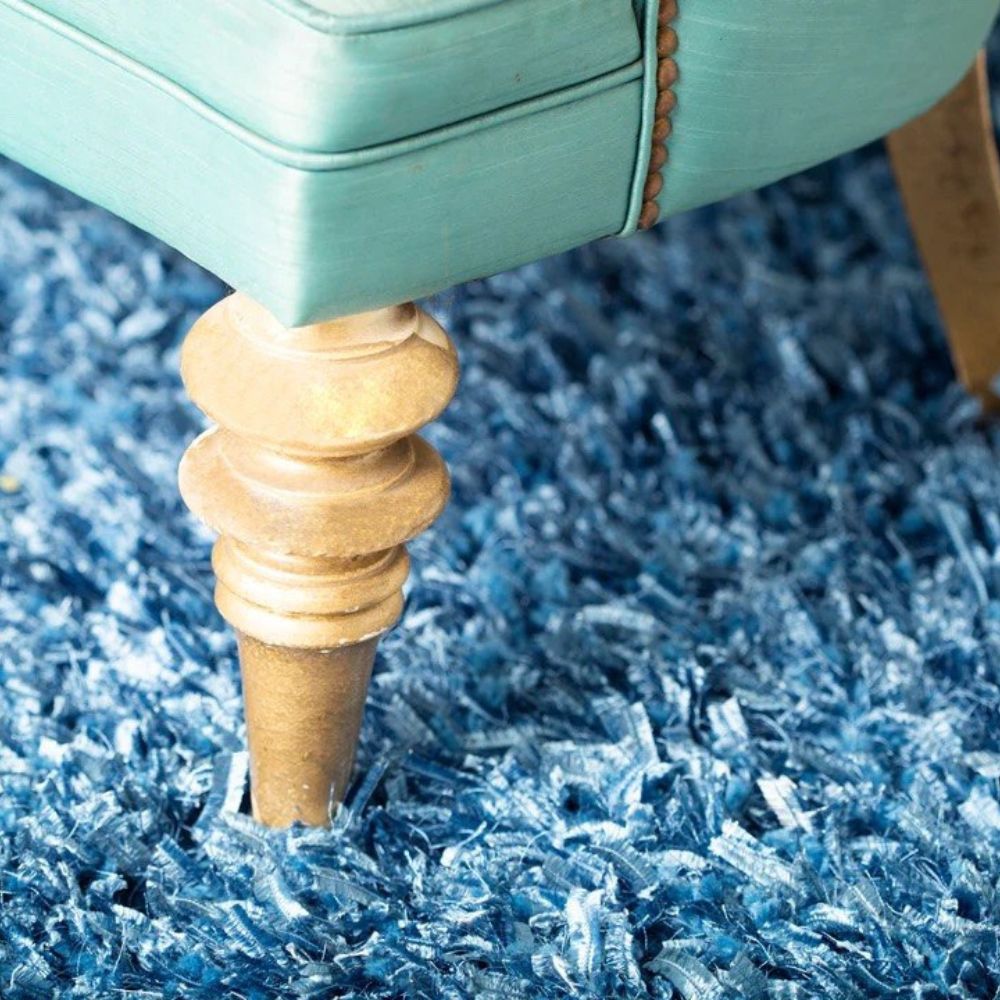 Crystal Sparkle Blue Shag Area Rug