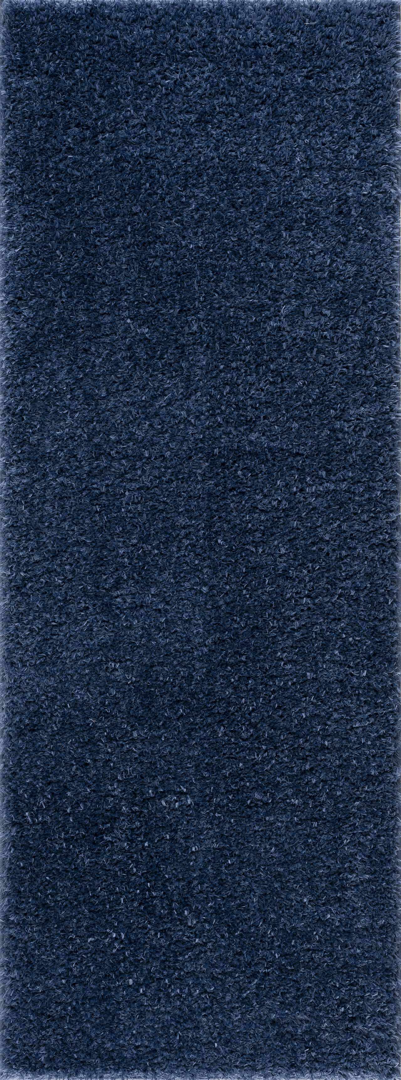 Faina Solid Dark Blue Shag Washable Area Rug - Clearance