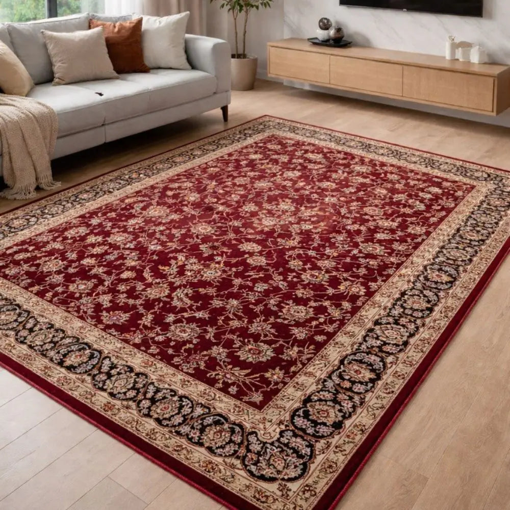 Isfahan Floral Vine Red Persian Area Rug | LA Rug Linens