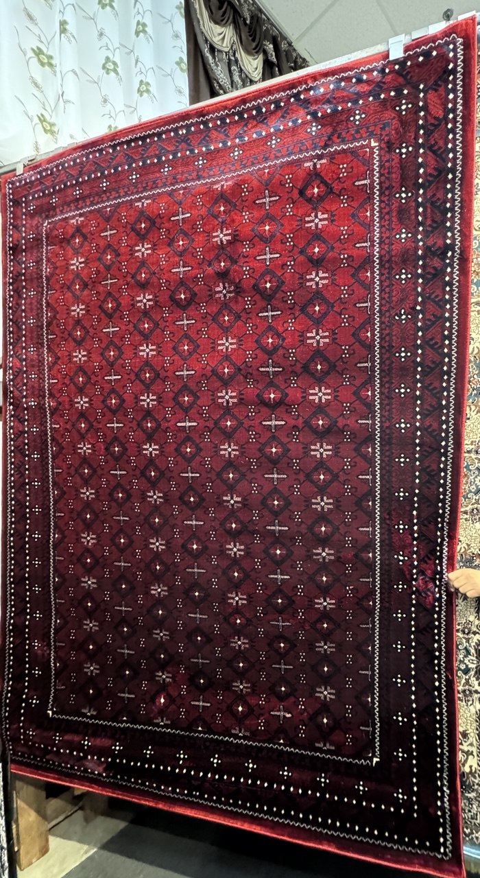 Isfahan Tribal Diamond Red Afghan Rug | LA Rug Linens
