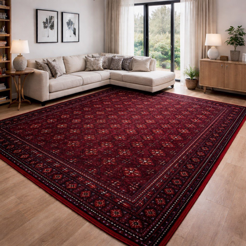 Isfahan Tribal Diamond Red Afghan Rug | LA Rug Linens