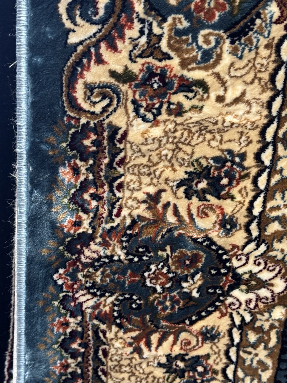 Isfahan Blue Oriental Persian Rug, Soft, Stain-Resistant & Hand-Knotted