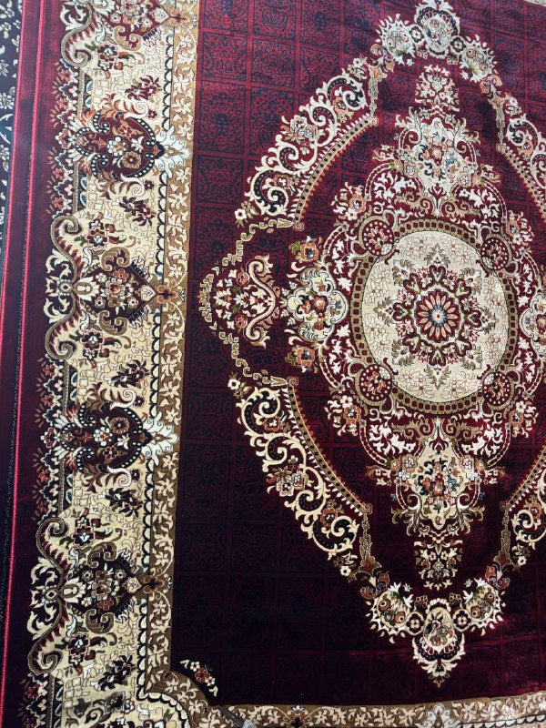 Isfahan Red Oriental Persian Rug, Soft, Stain-Resistant & Hand-Knotted