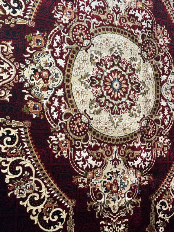 Isfahan Red Oriental Persian Rug, Soft, Stain-Resistant & Hand-Knotted