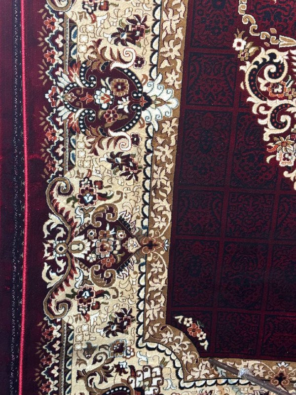 Isfahan Red Oriental Persian Rug, Soft, Stain-Resistant & Hand-Knotted