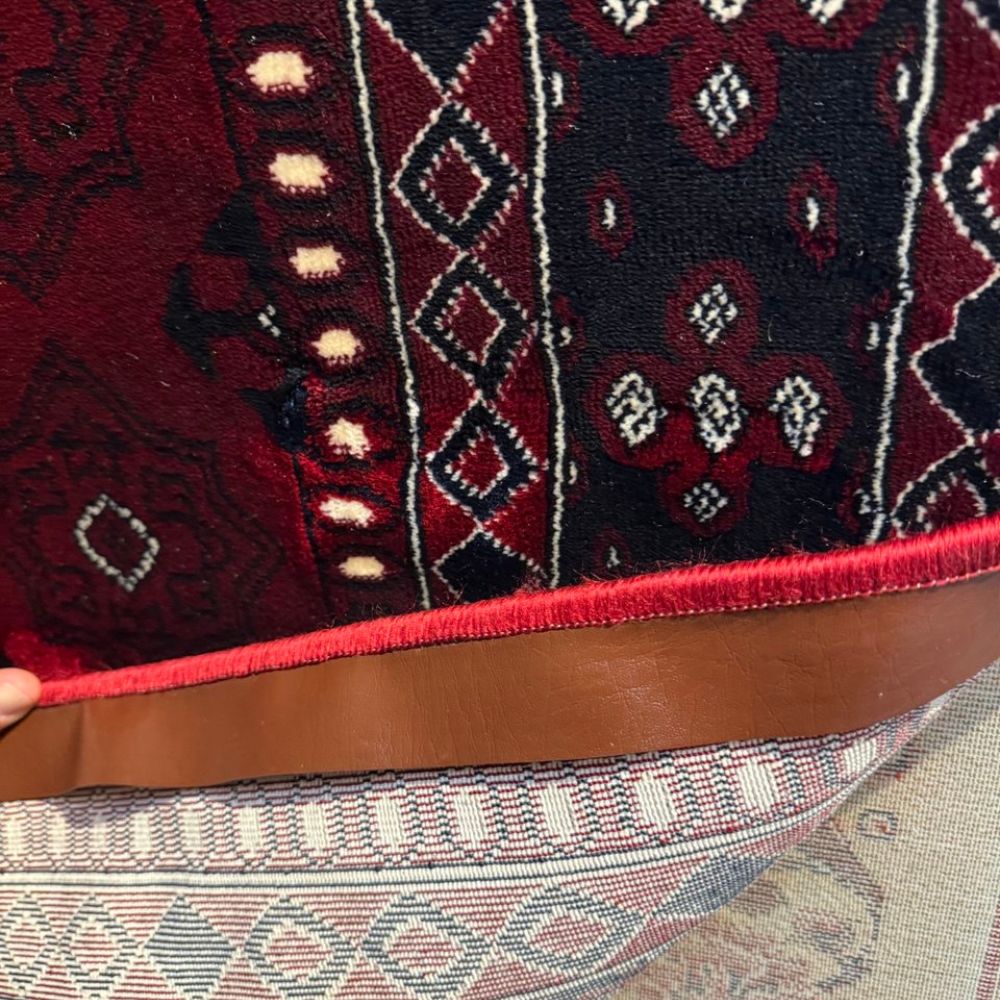 Isfahan Tribal Diamond Red Traditional Afghan Area Rug, Silk Pile