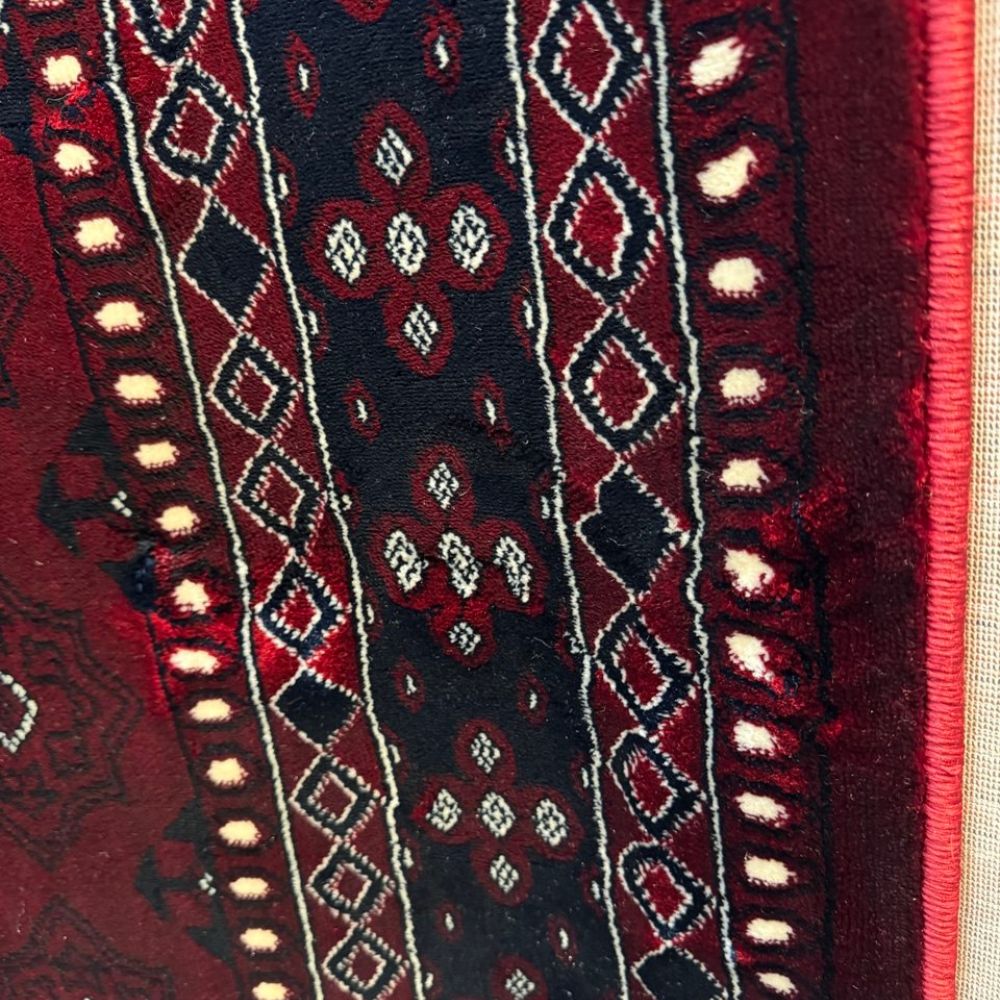 Isfahan Tribal Diamond Red Traditional Afghan Area Rug, Silk Pile