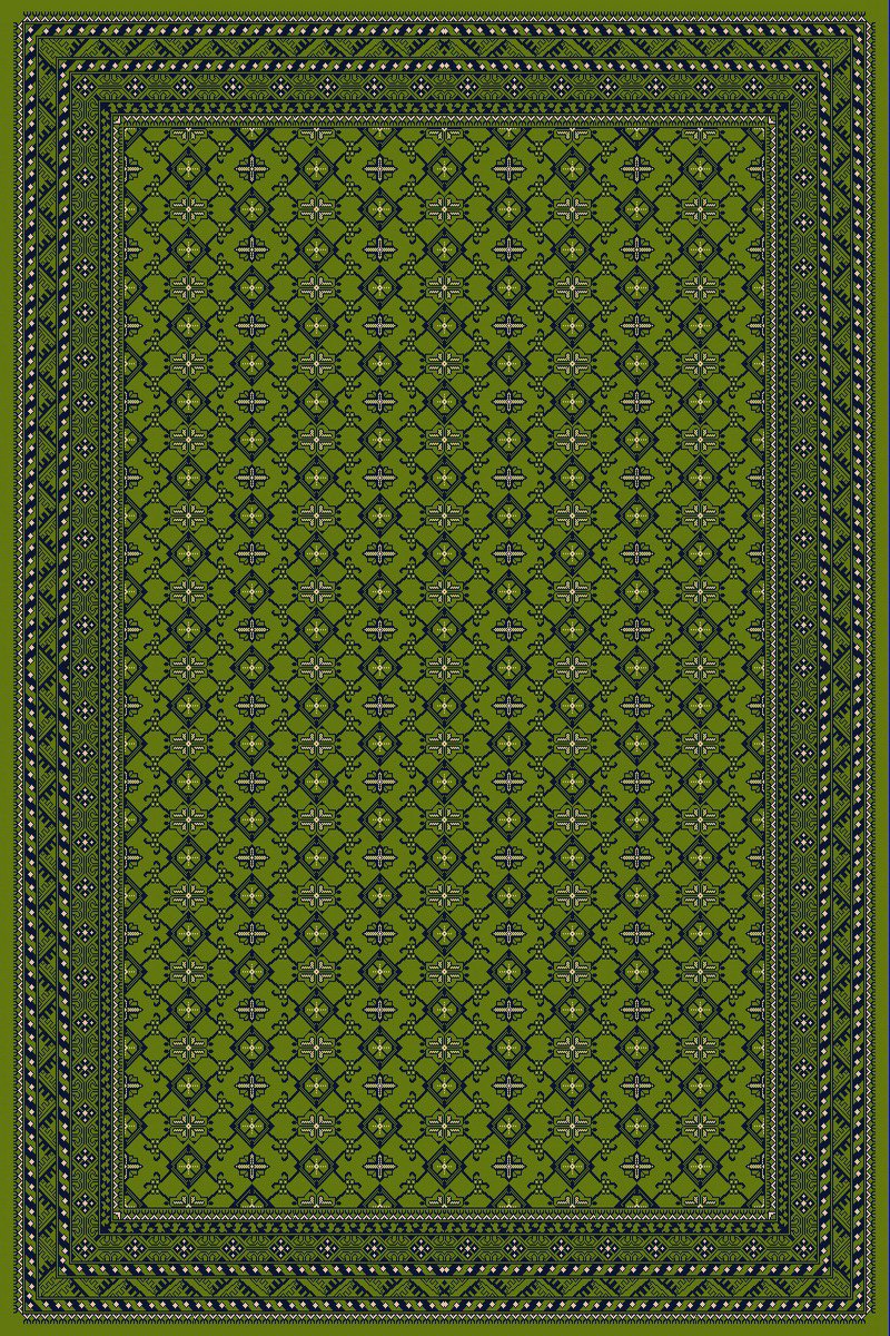 Traditional Isfahan Green Geometric Persian Area Rug Afghan Irani Design