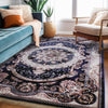 Traditional Navy Blue Mosaic Area Rug
