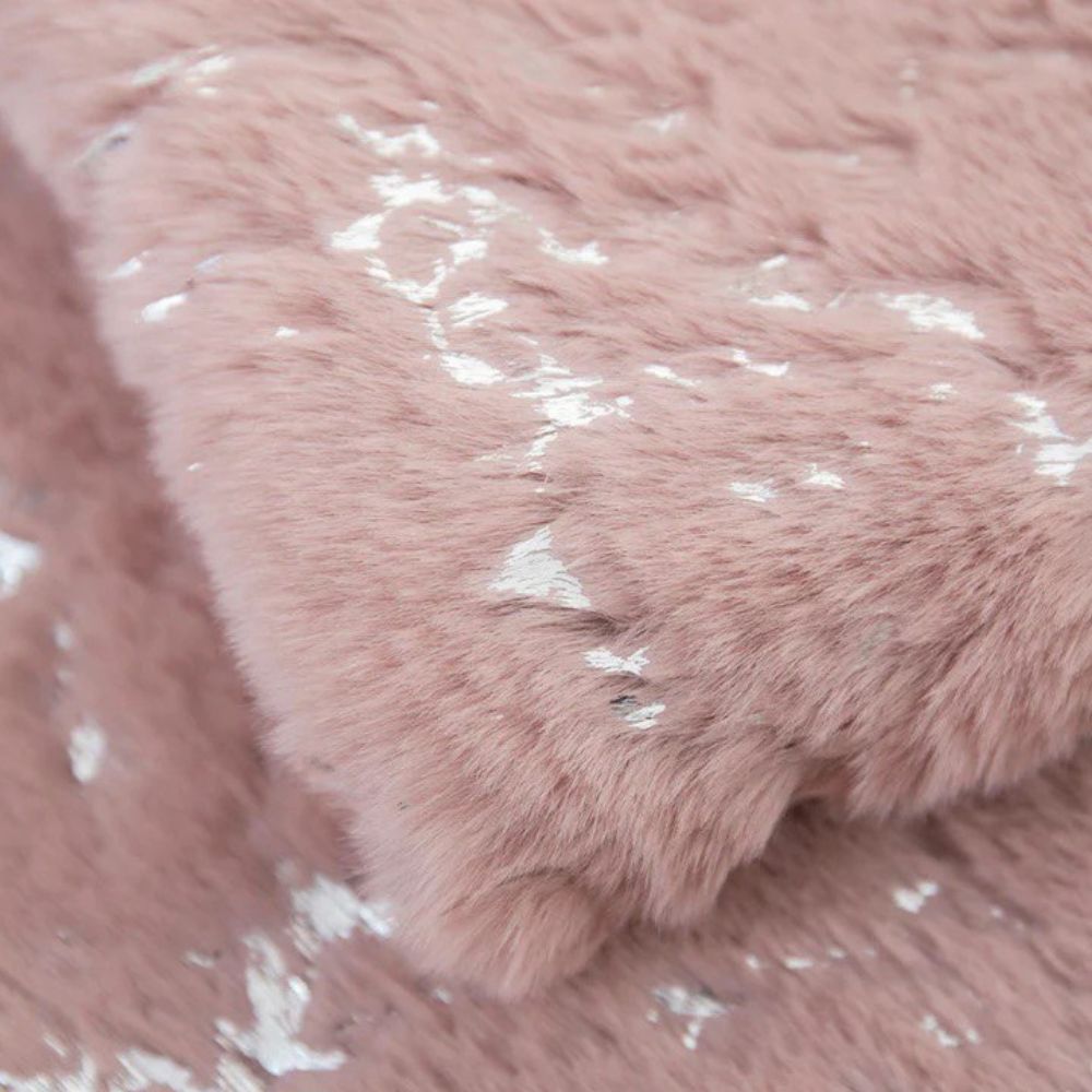 Metallic Rose Scattered Area Rug, Modern Marble Design