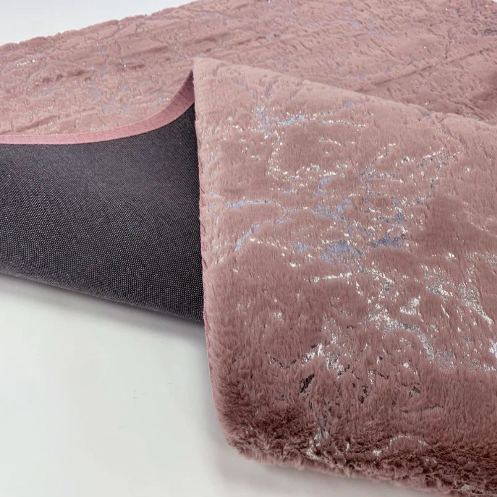 Metallic Rose Scattered Area Rug, Modern Marble Design