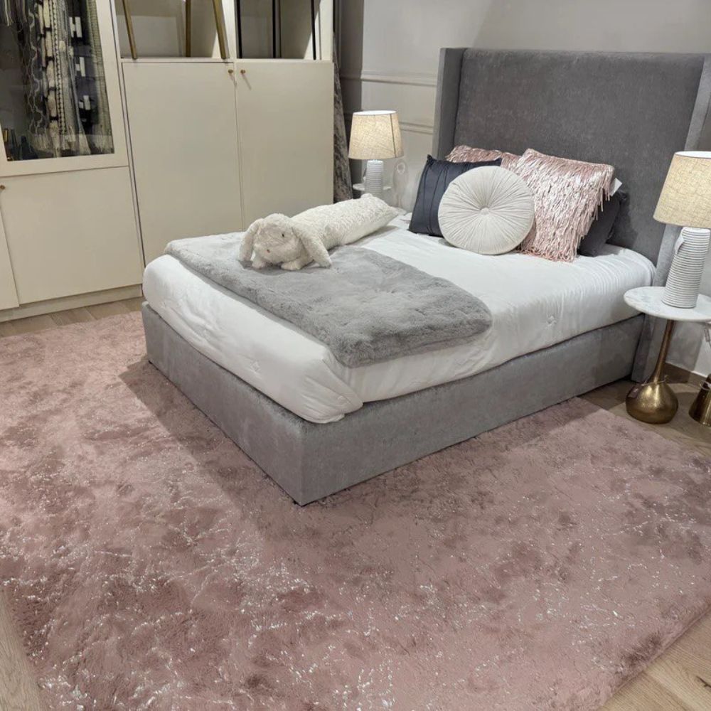 Metallic Rose Scattered Area Rug, Modern Marble Design