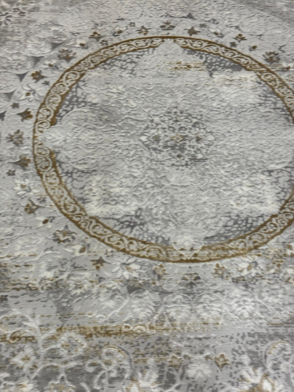 LA Rug Linens Persian Area Rug Medallion Design, Ivory Cream and Gold Color
