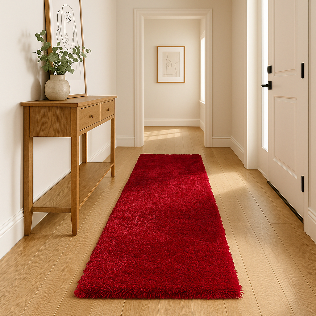 Romance Red Solid Shag Area Rug