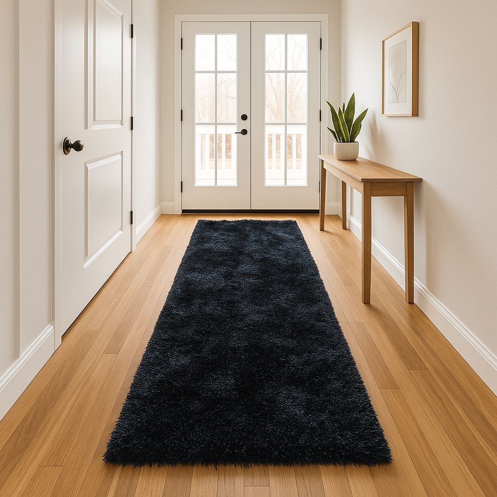 Romance Black Solid Shag Area Rug