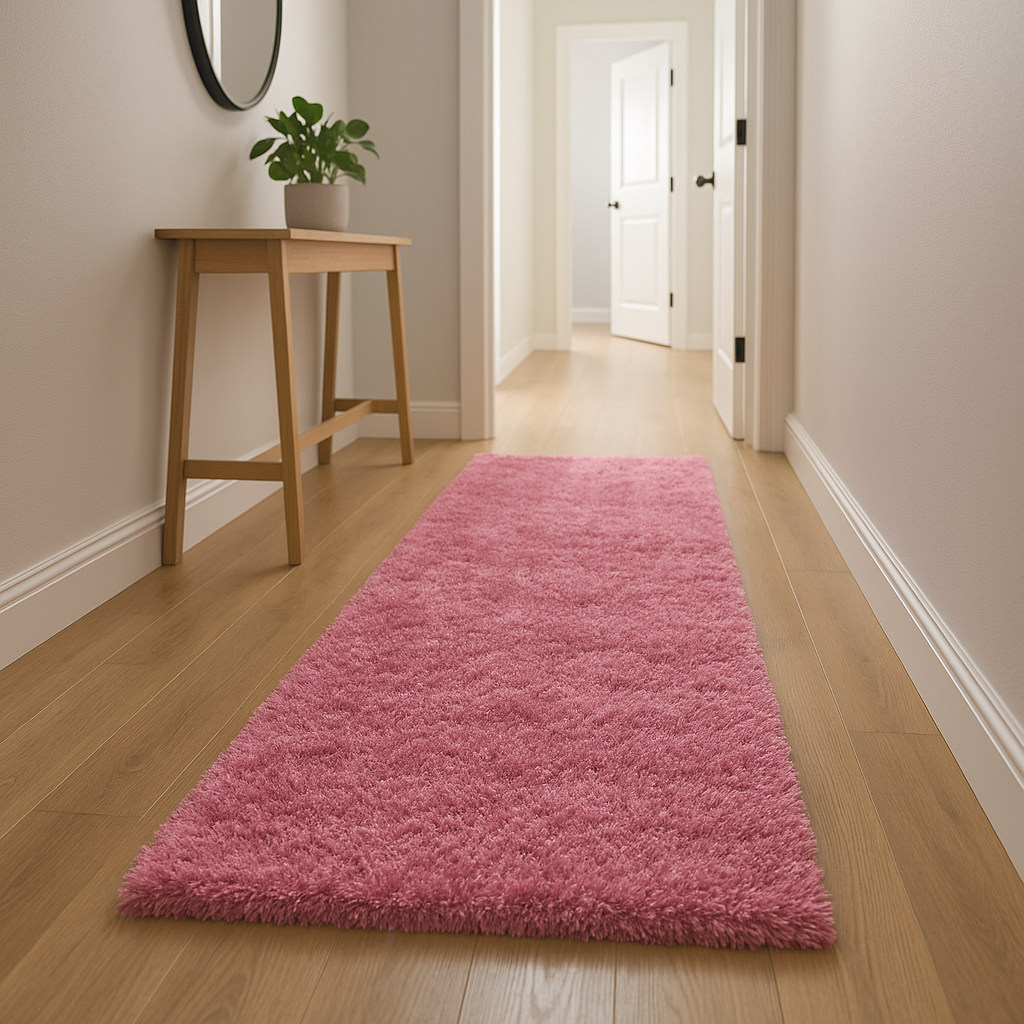 Romance Pink Solid Shag Area Rug