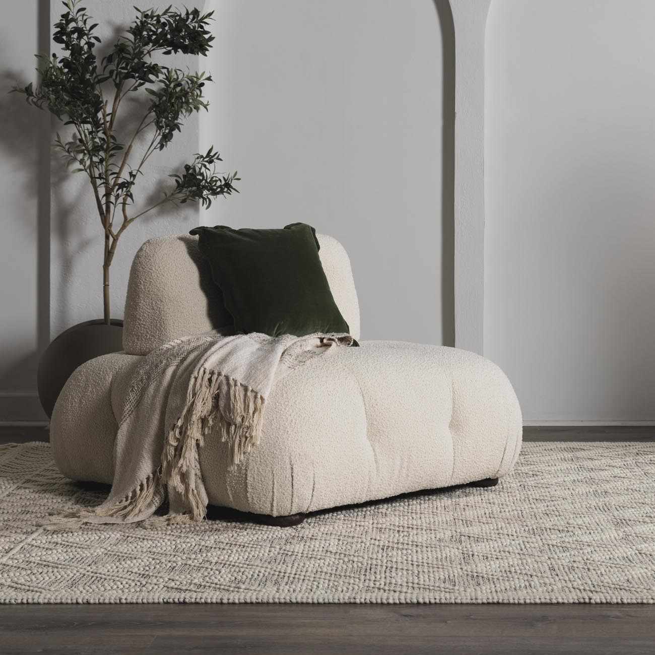 Ramsbury Beige Trellis Wool Rug