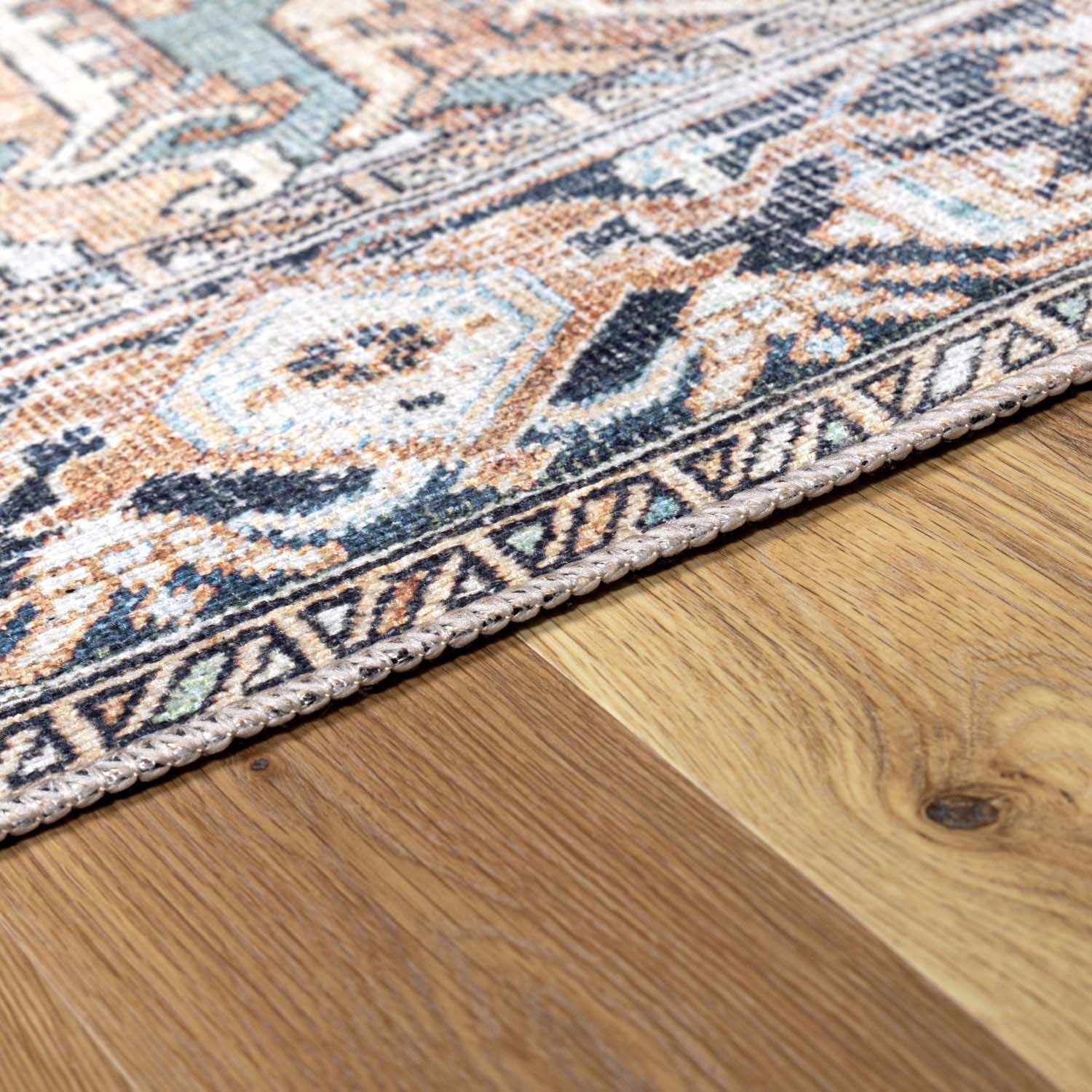 Green Nisa Tumble Dry Washable Rug