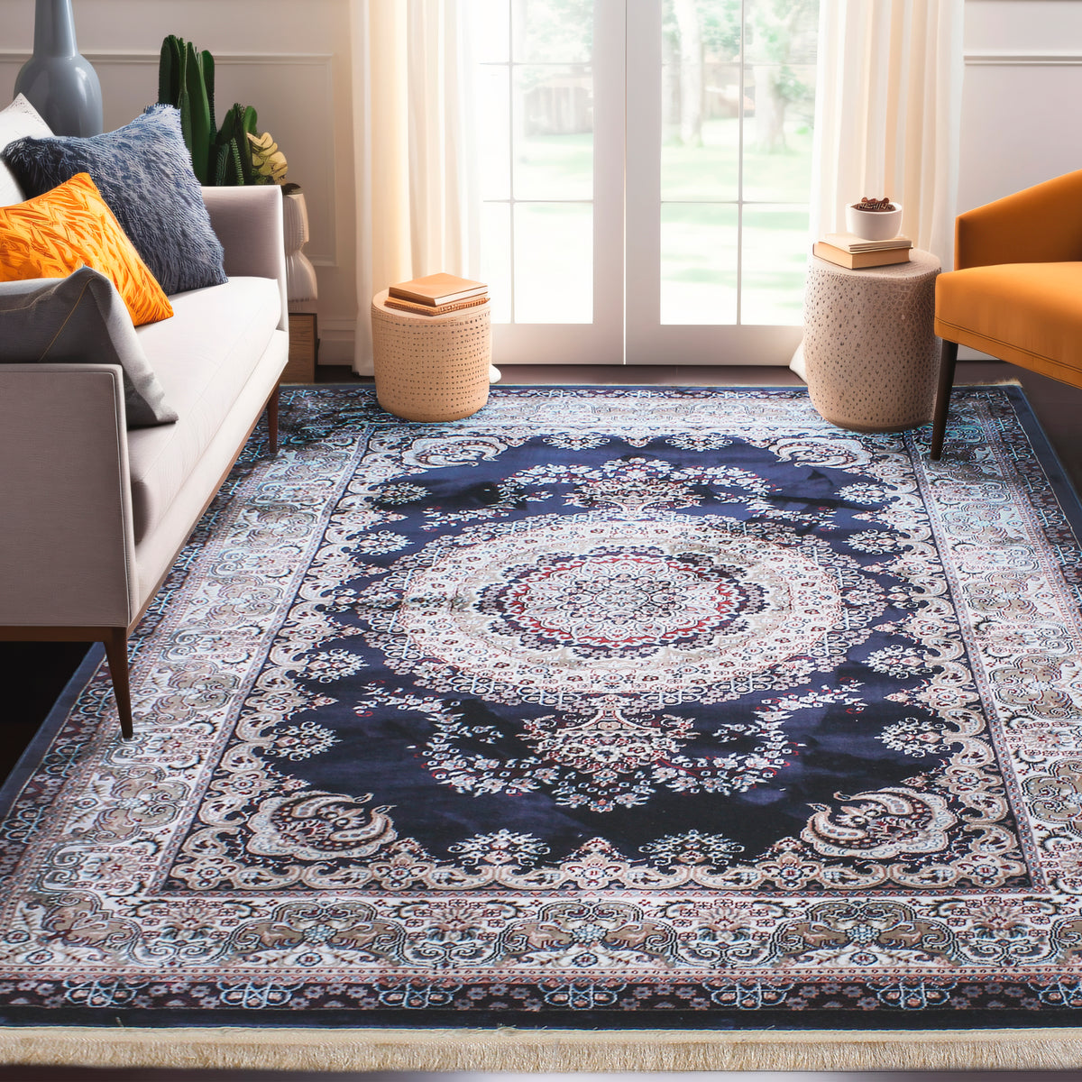 Traditional Navy Blue Oriental Area Rug LA Rug Linens