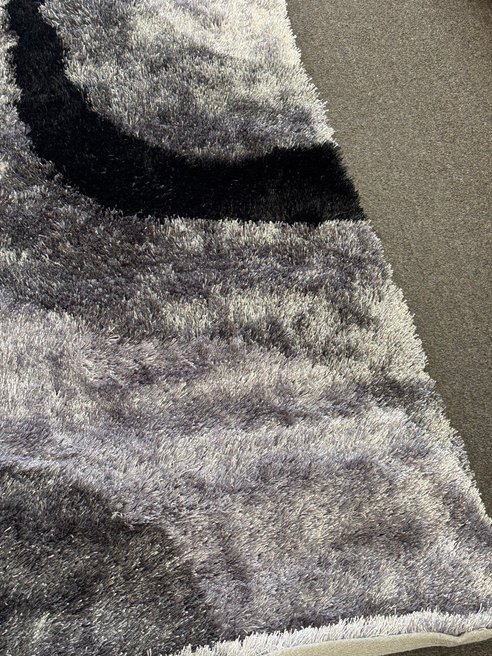Optima Gray & Black Wave Pattern Area Rug, Modern Abstract Design