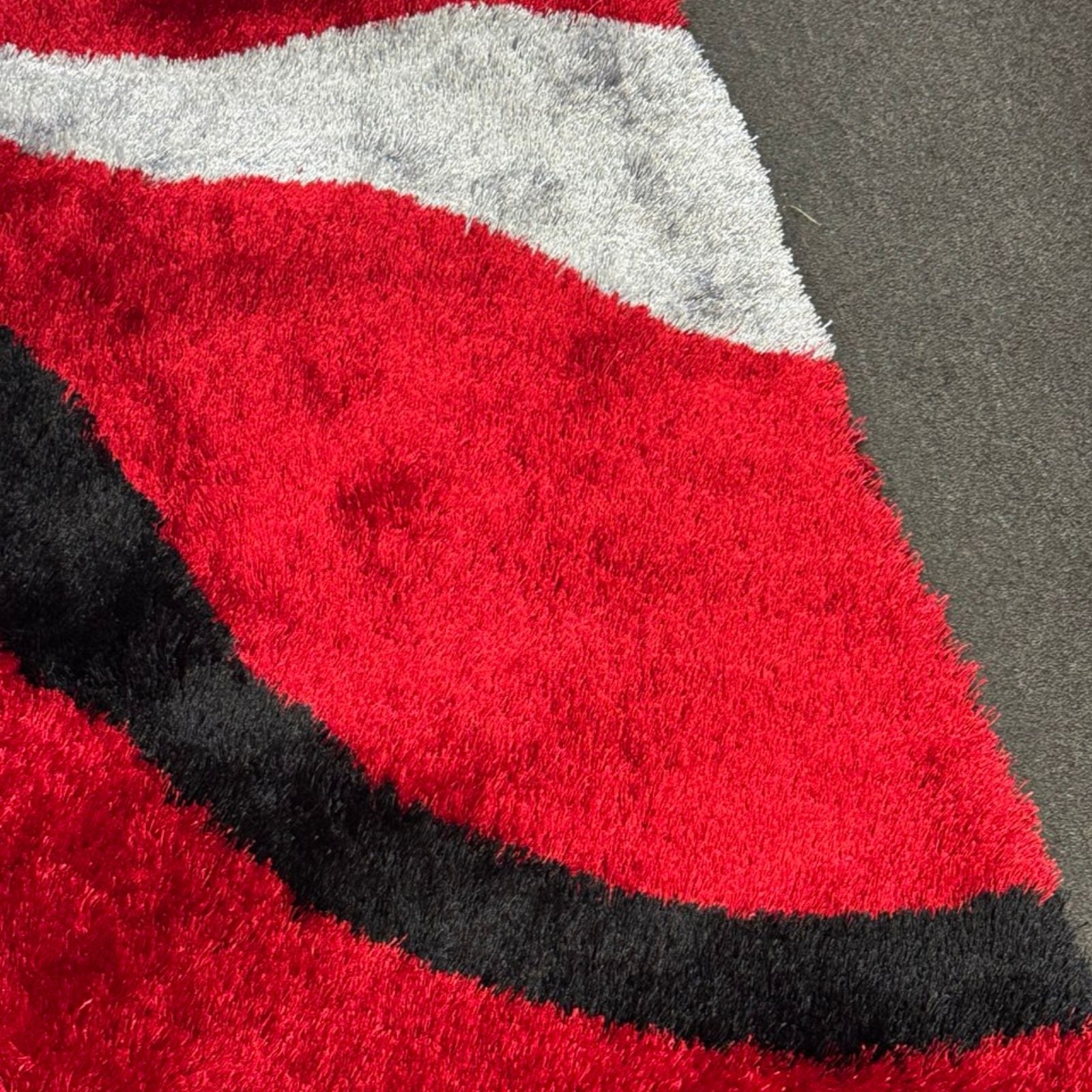 Optima Red, Gray & Black Wave Pattern Area Rug, Modern Abstract Design