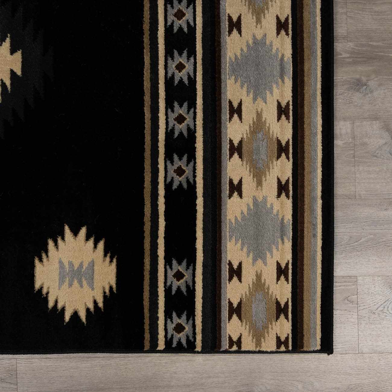 Buckhaven Black Southwestern Area Rug