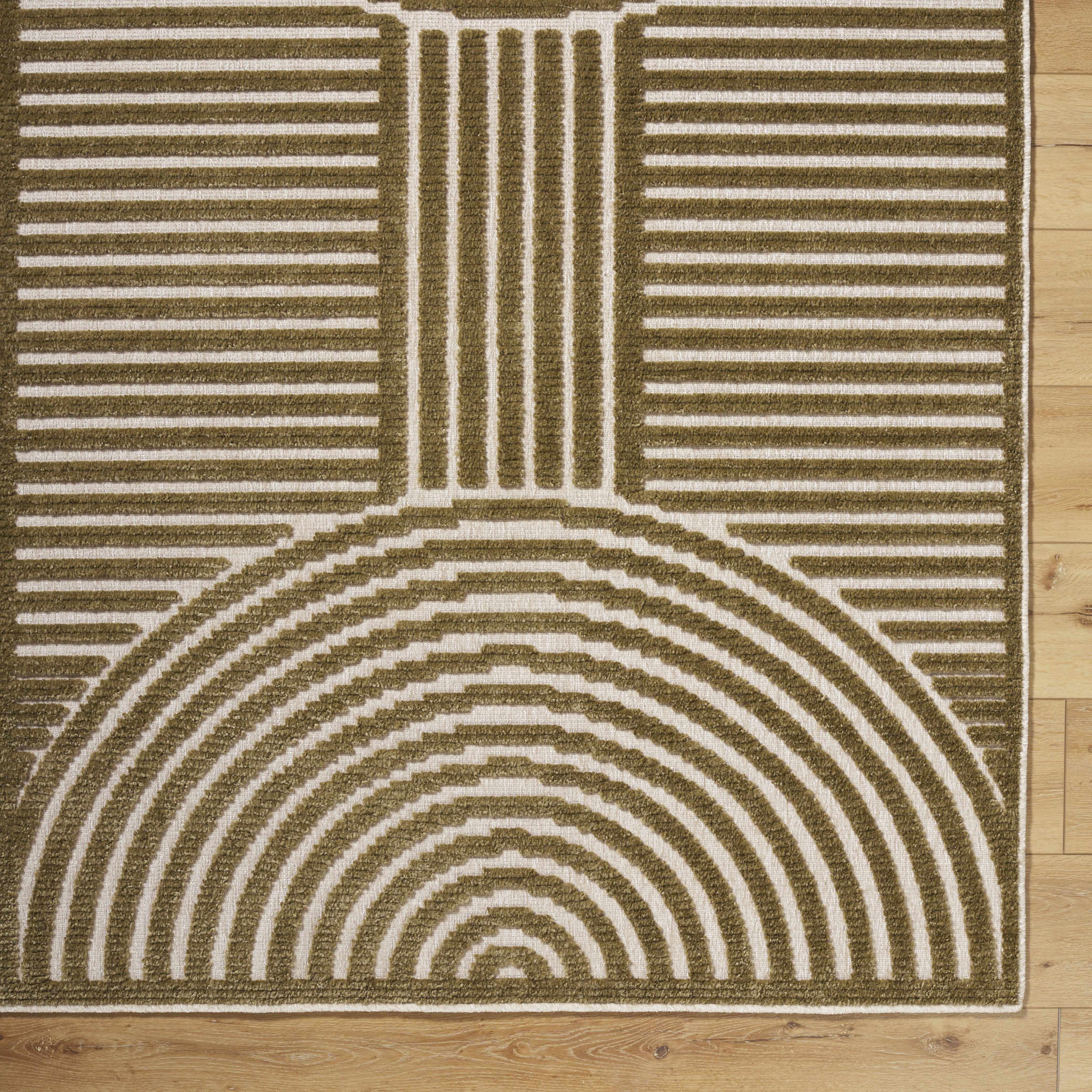 Deron Khaki Washable Area Rug