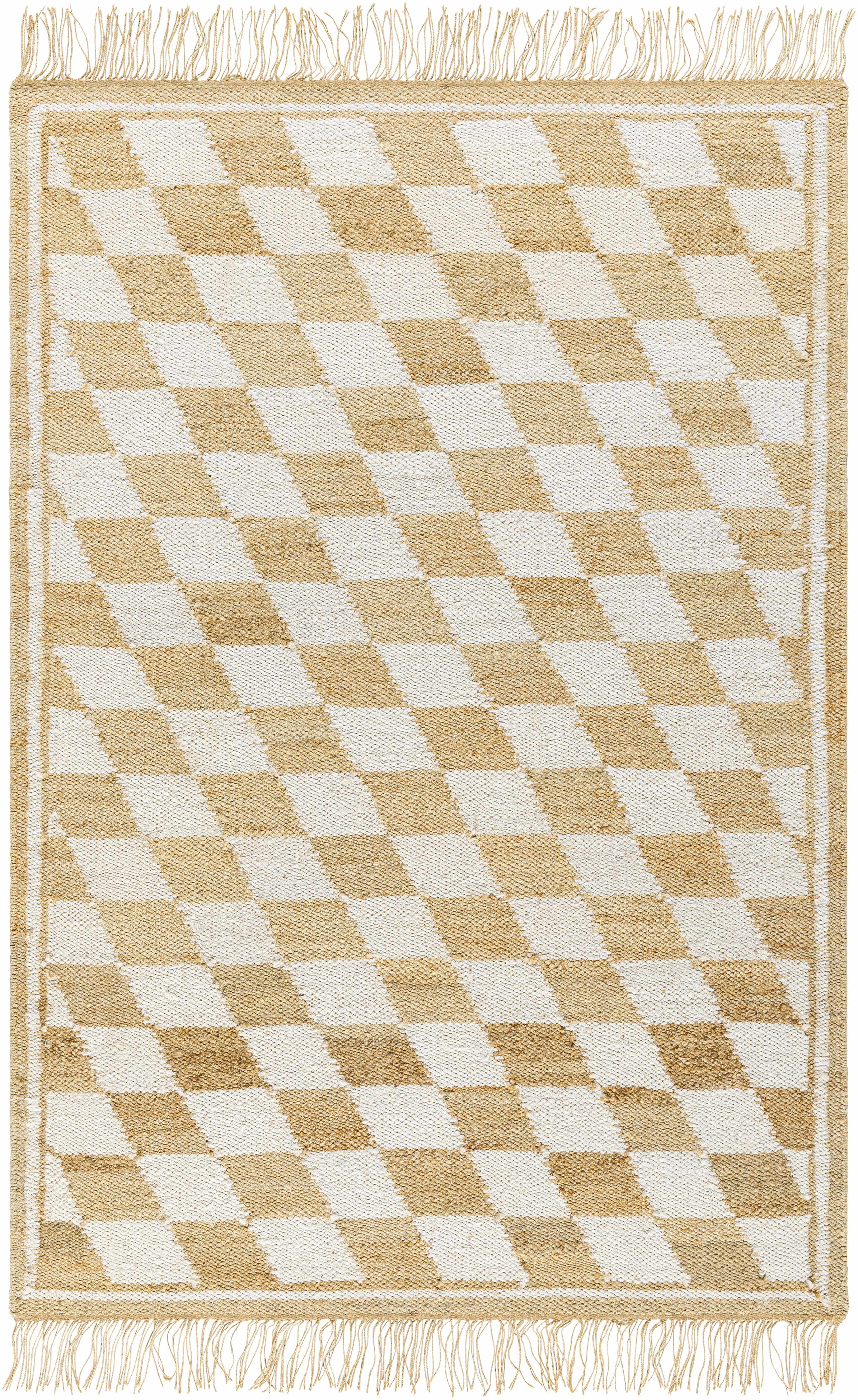 Tiria Diamond Checkered Jute Tasseled Rug