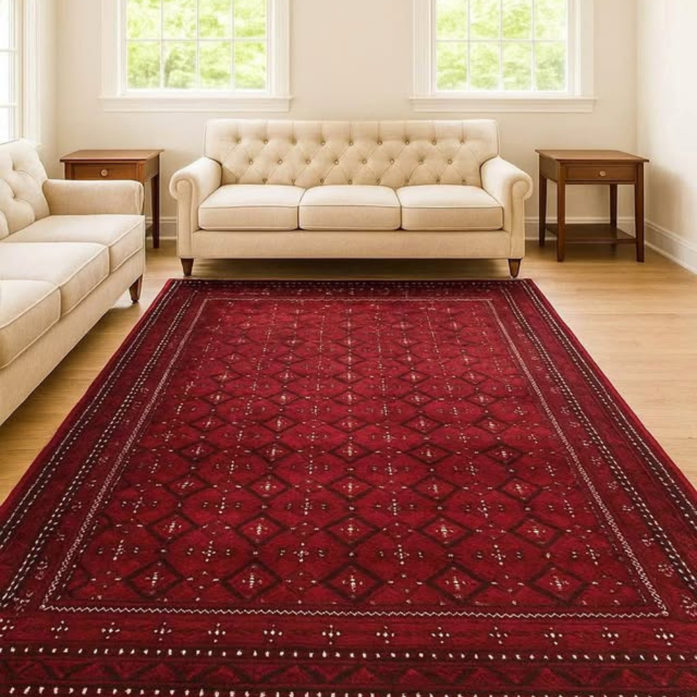 Traditional Isfahan Red Persian Area Rug, Afghan Irani Design