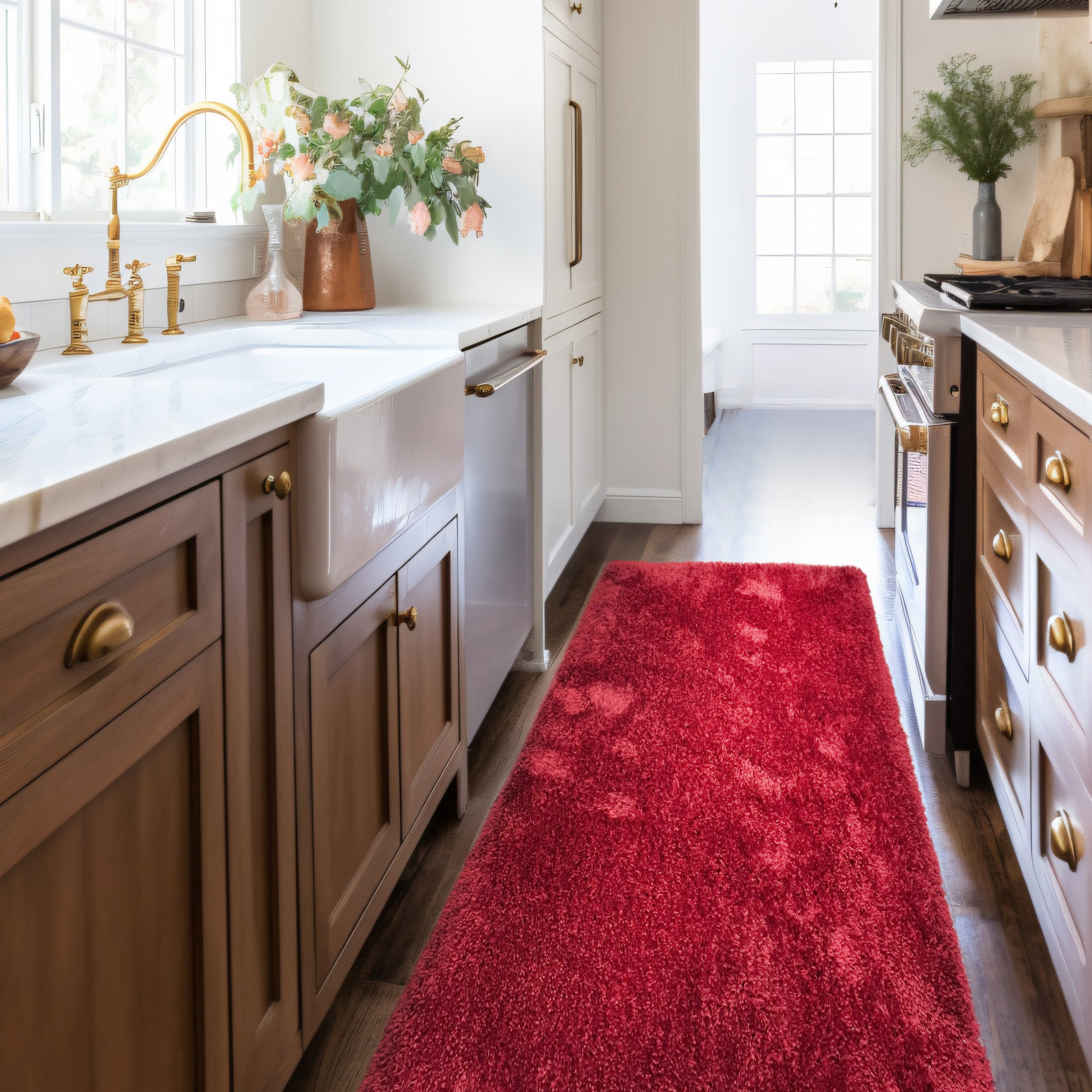 Romance Red Solid Shag Area Rug