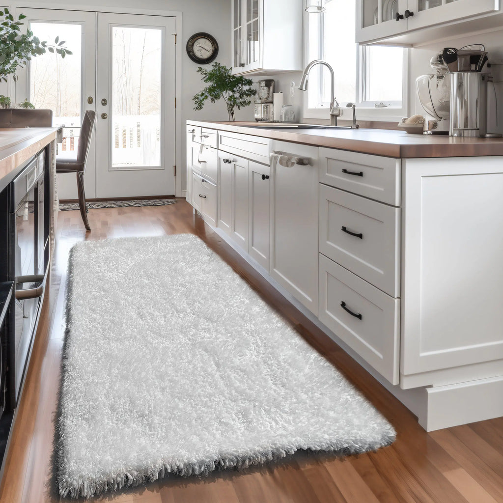 White Shack Rugs Romance White Solid Shag Area Rug – LA Rug Linens