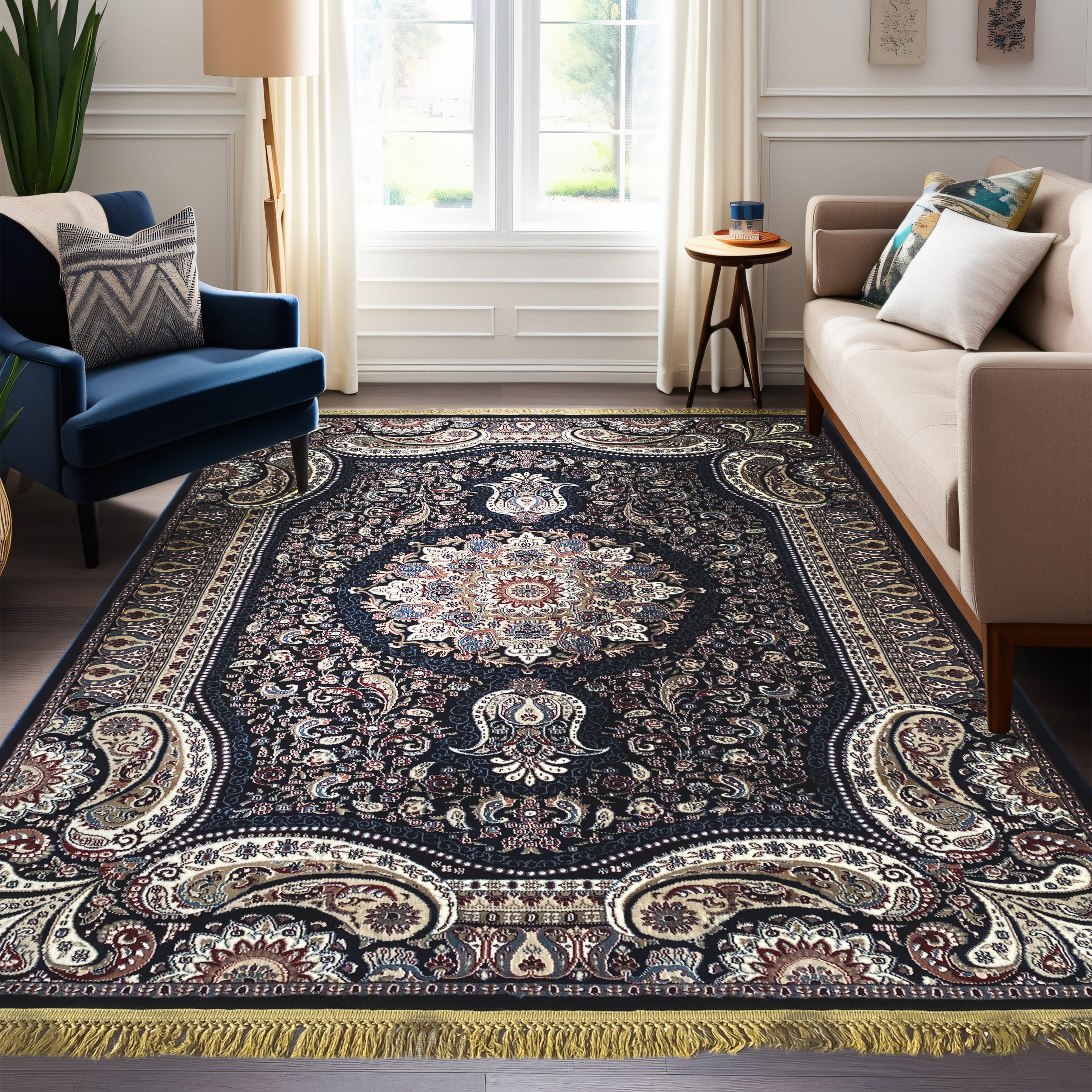 Traditional Navy Blue Persian Area Rug