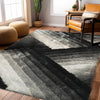 Artistic Lines Black And White Shag Area Rug