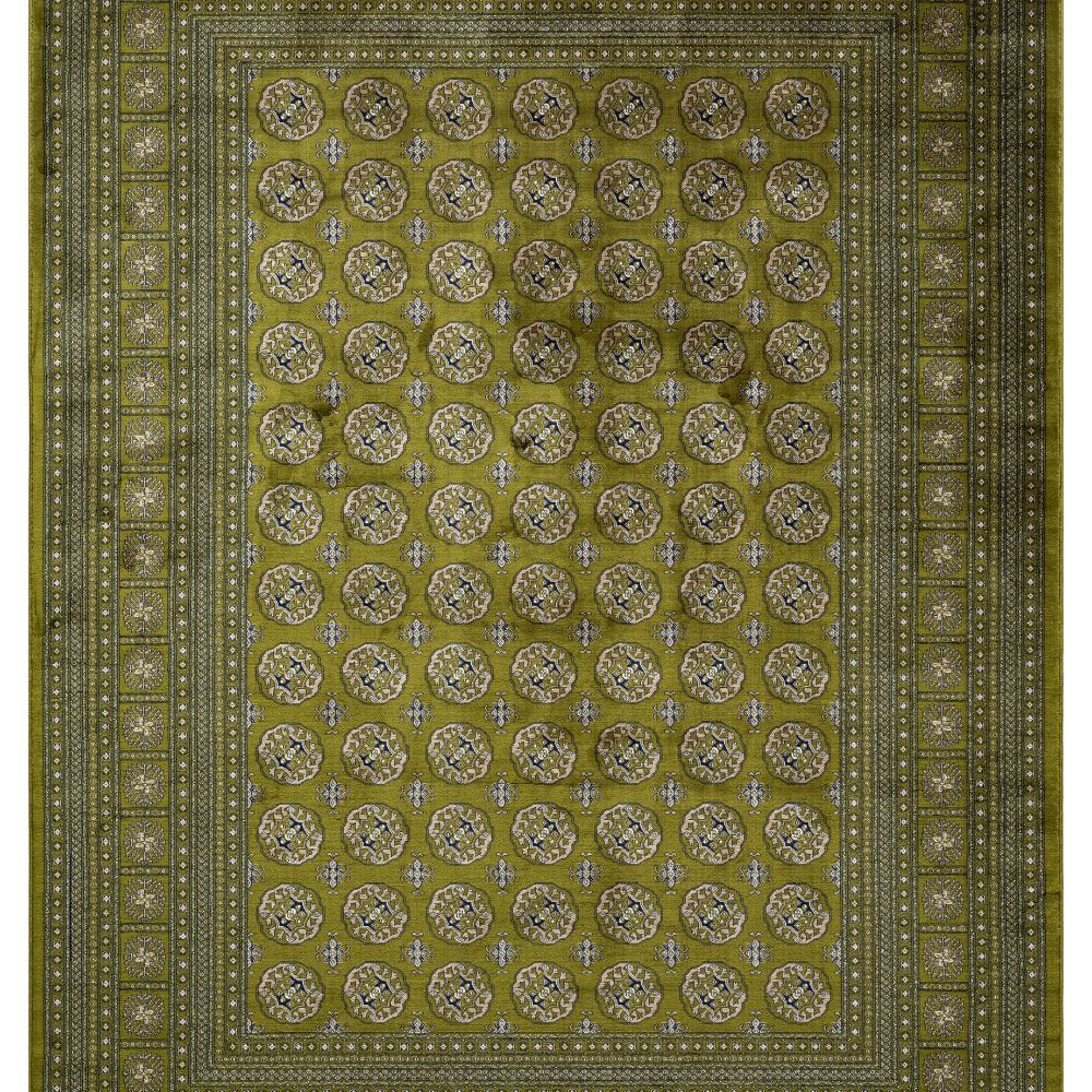 Isfahan Circular Medallion Green Traditional Afghan Area Rug
