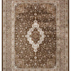 Isfahan Classic Medallion Brown Traditional Persian Afghan Area Rug, Silk Pile