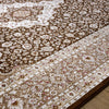 Isfahan Classic Medallion Brown Traditional Persian Afghan Area Rug, Silk Pile