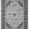 Isfahan Classic Medallion Gray Traditional Persian Afghan Area Rug, Silk Pile