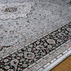 Isfahan Classic Medallion Gray Traditional Persian Afghan Area Rug, Silk Pile